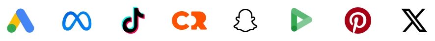 Google Ads, Meta, TikTok, Criteo, Snapchat, Google Play, Pinterest and X