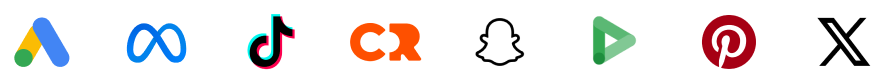Google Ads, Meta, TikTok, Criteo, Snapchat, Google Play, Pinterest and X